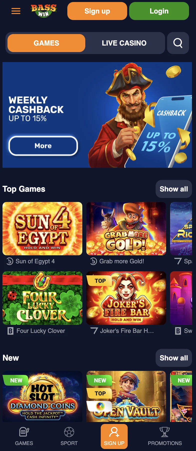 casino screen