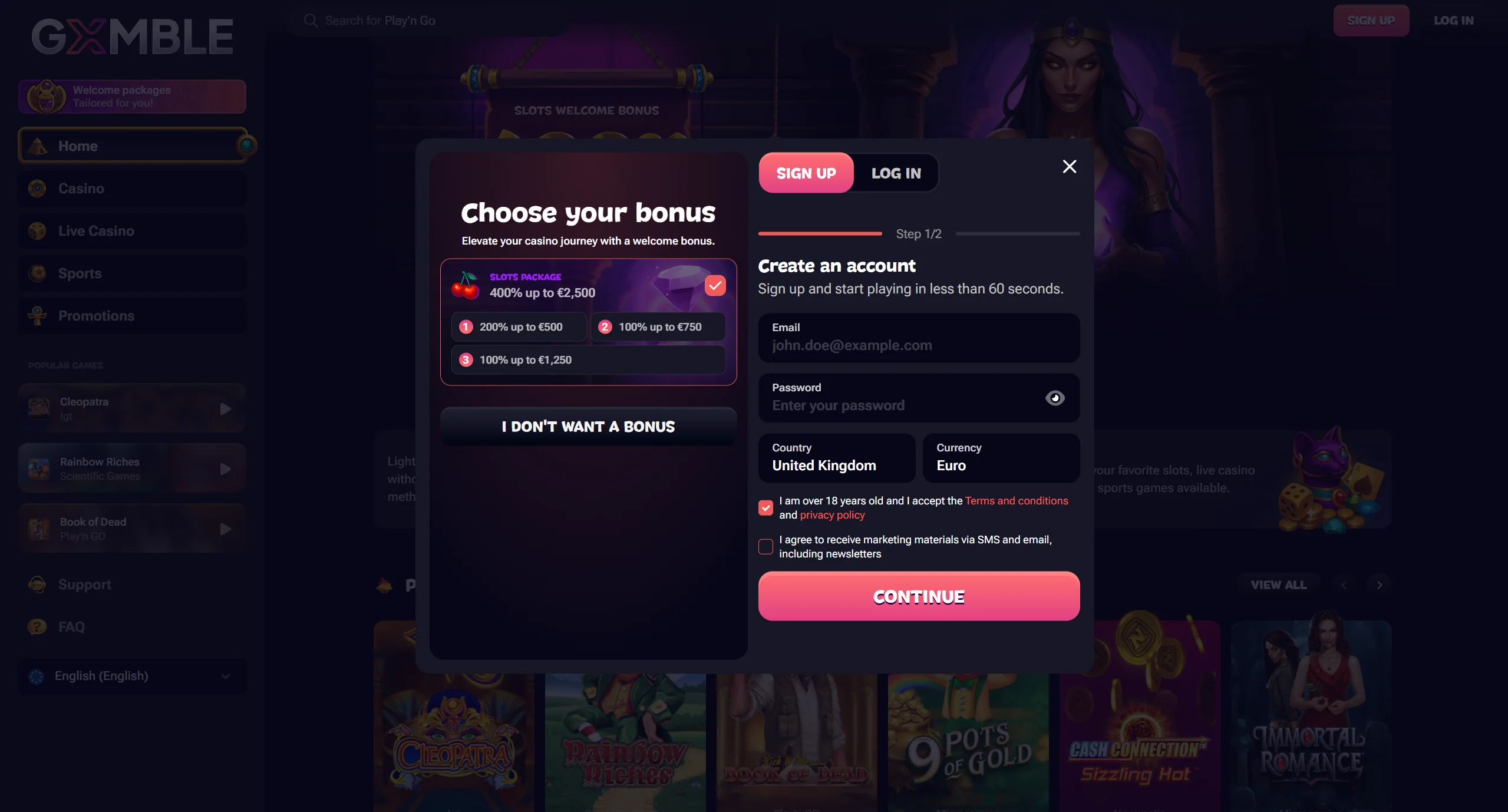 casino screen