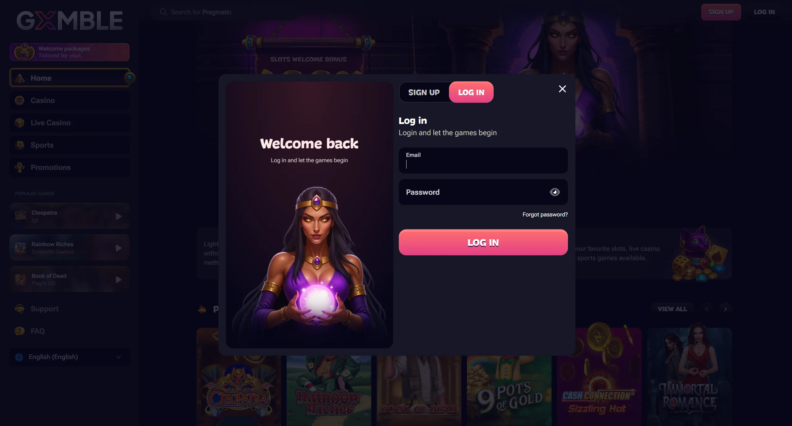 casino screen