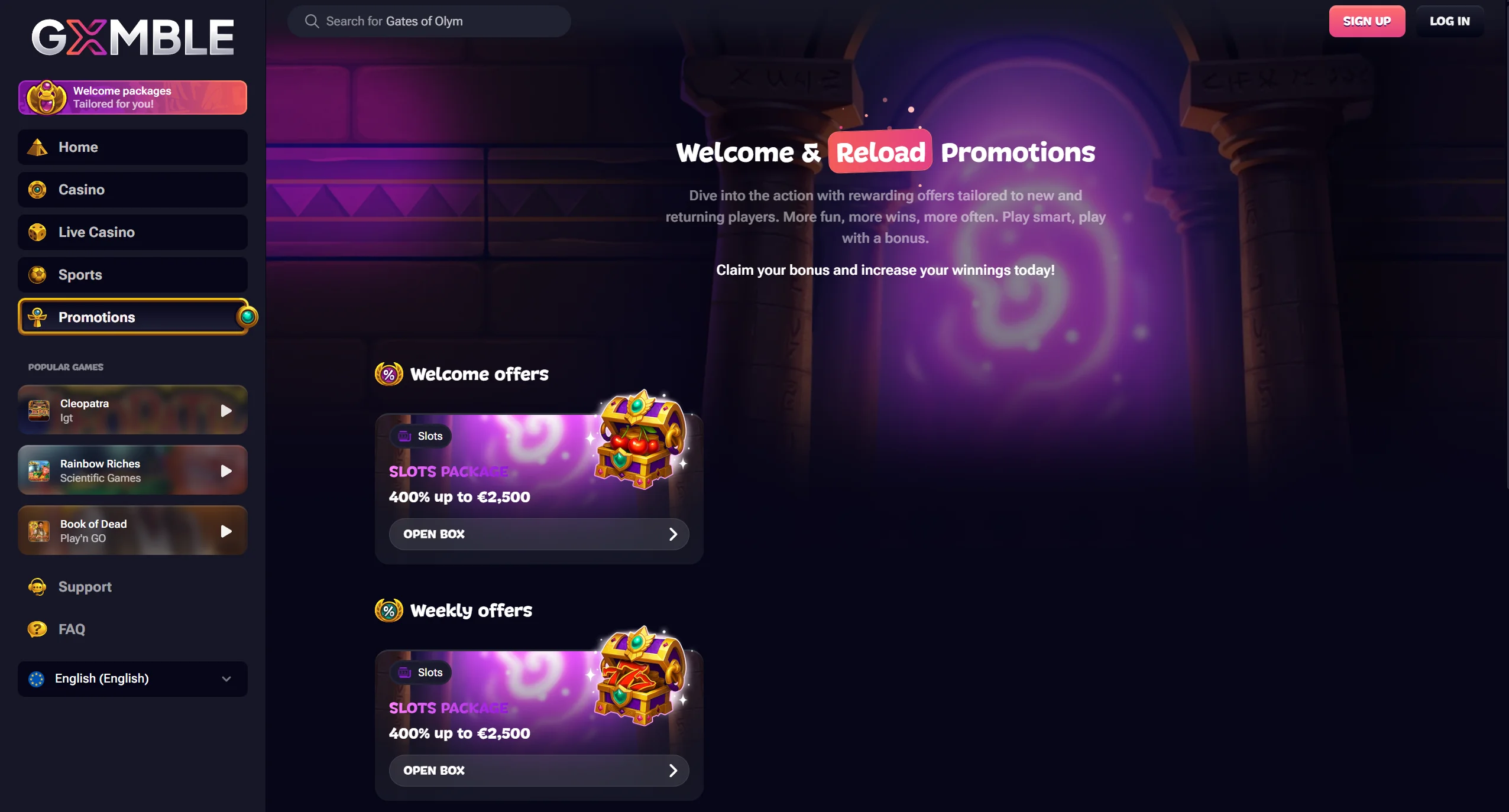 casino screen