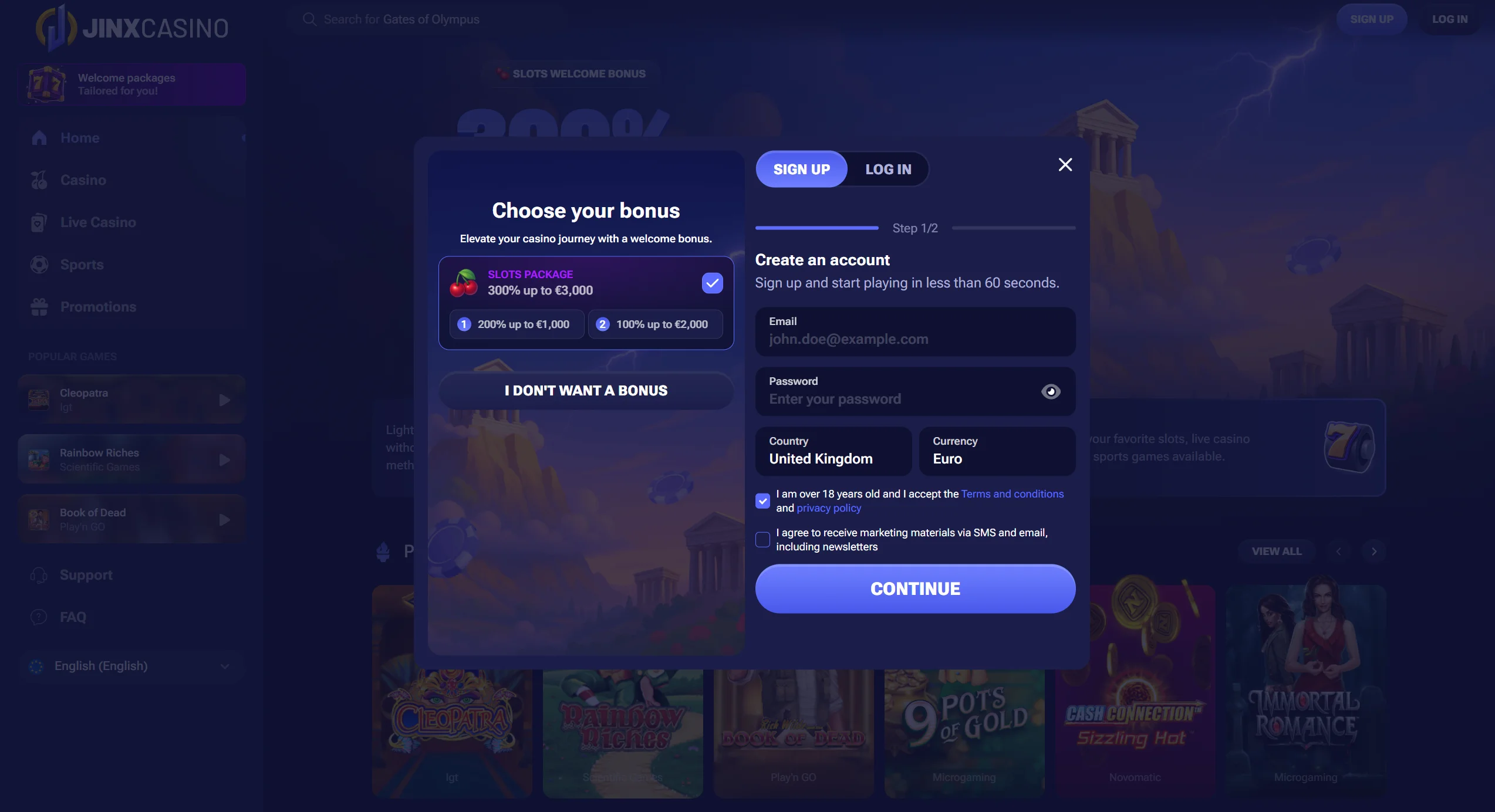 casino screen