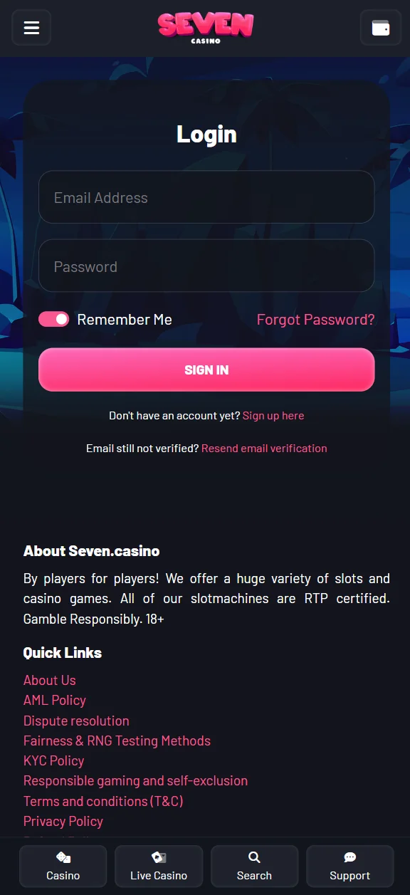 casino screen