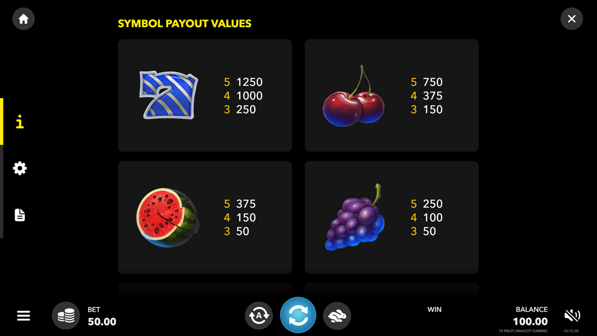1X Fruit screenshot