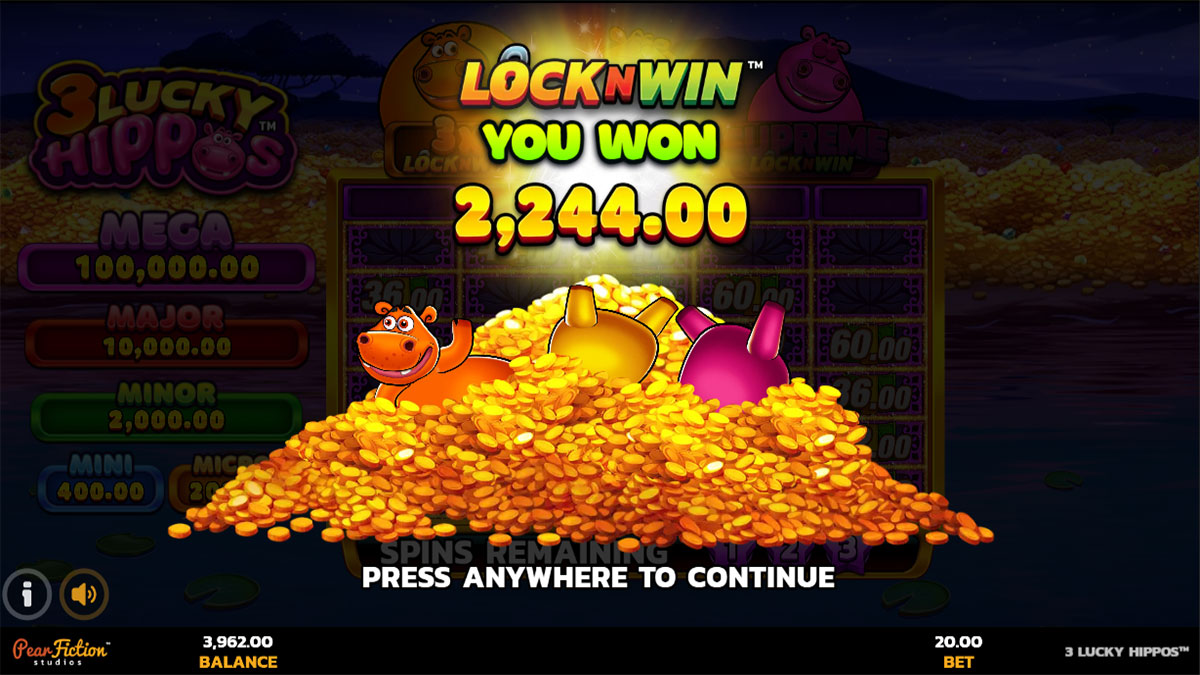 3 Lucky Hippos screenshot