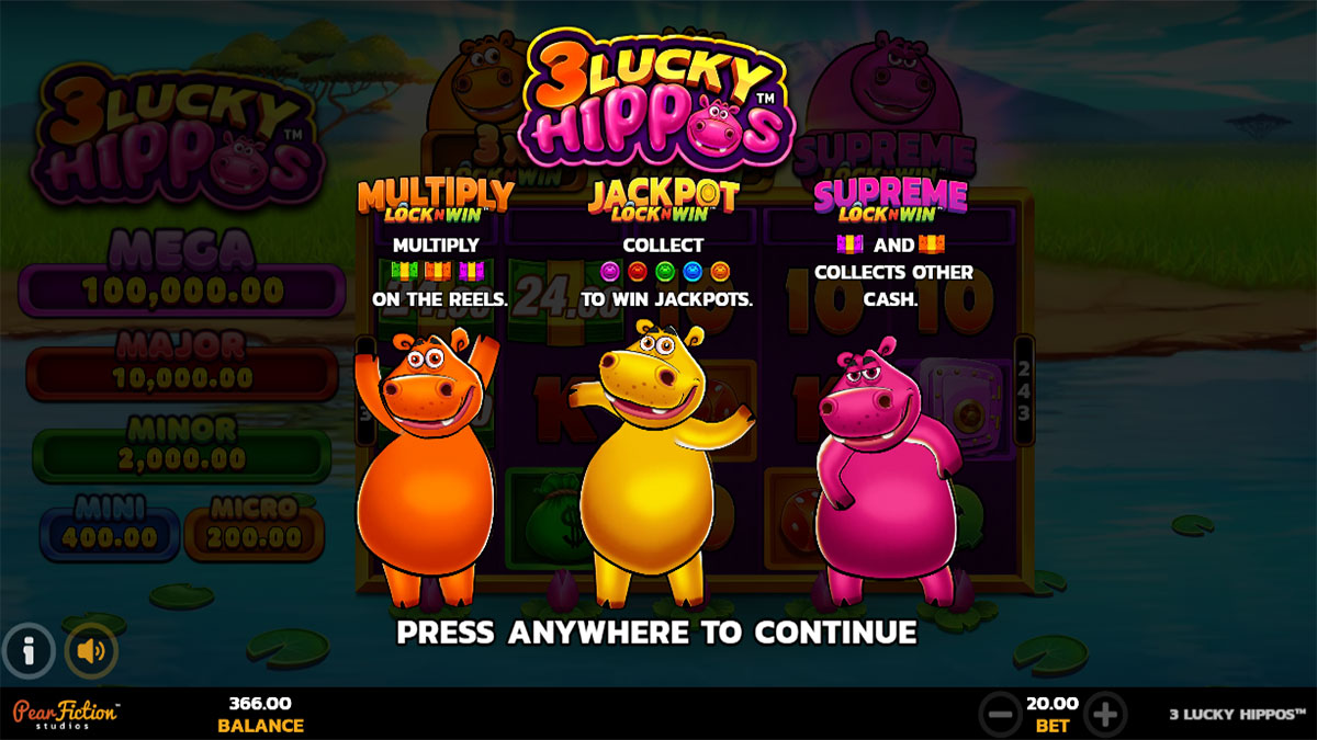 3 Lucky Hippos screenshot