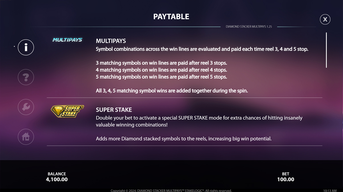 Diamond Stacker Multipays screenshot