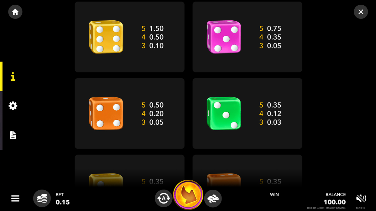 dice of luxor screenshot