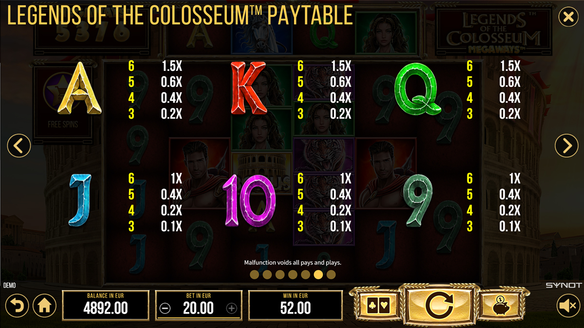 Legends of the Colosseum Megaways screenshot
