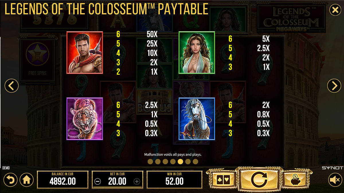 Legends of the Colosseum Megaways screenshot
