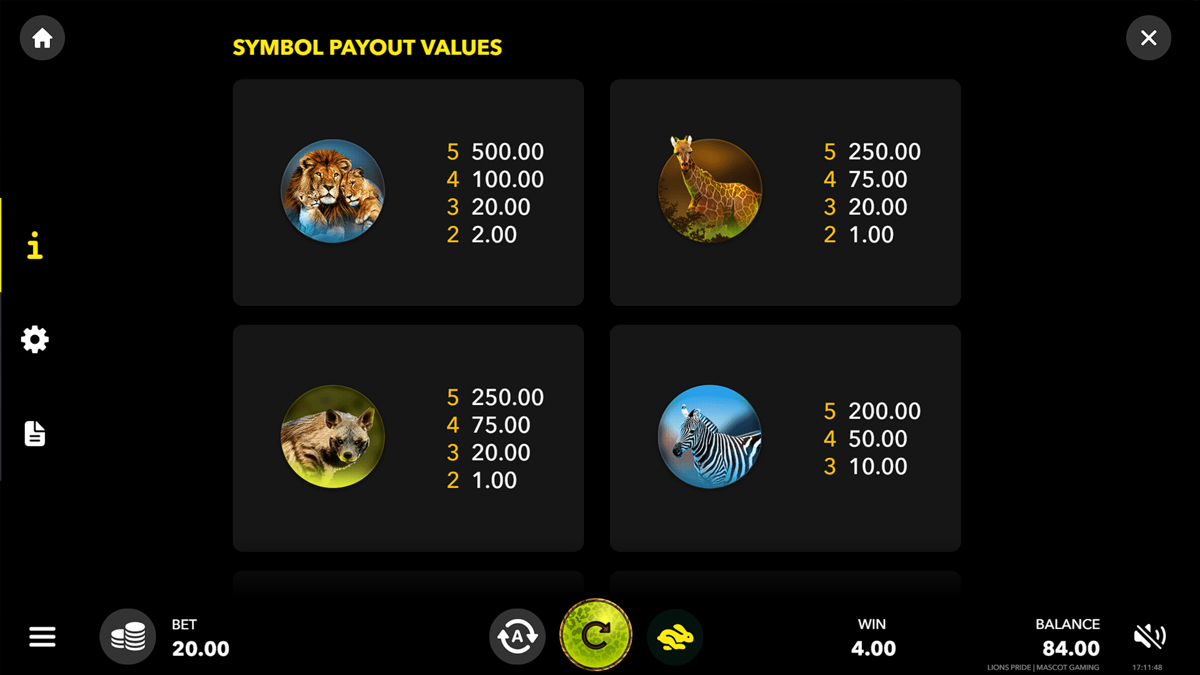 Lion's Pride (Mascot Gaming) screenshot