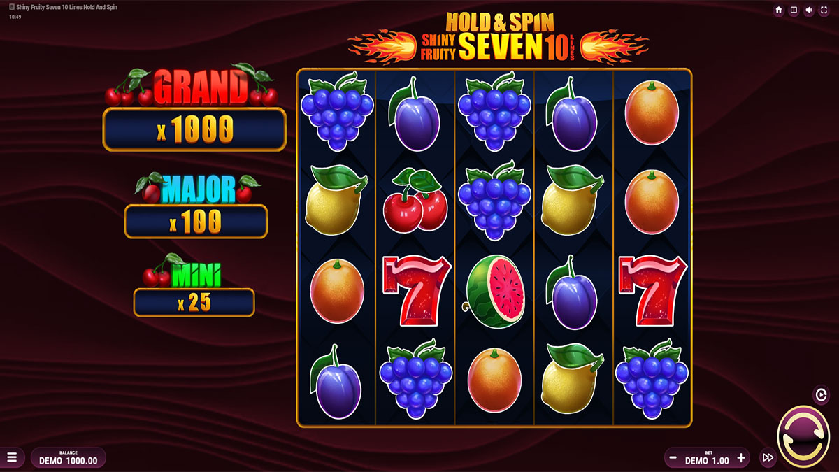 Shiny Fruity Seven 10 Lines Hold and Spin screenshot