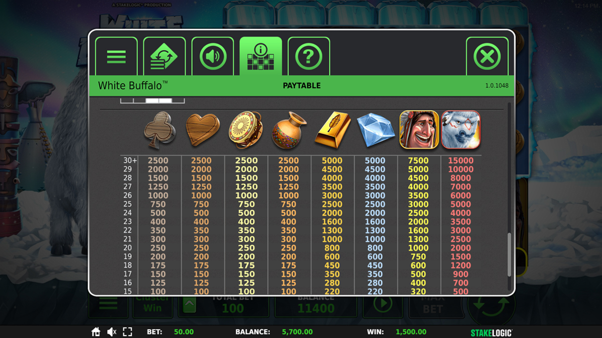 White Buffalo Cluster Wins screenshot