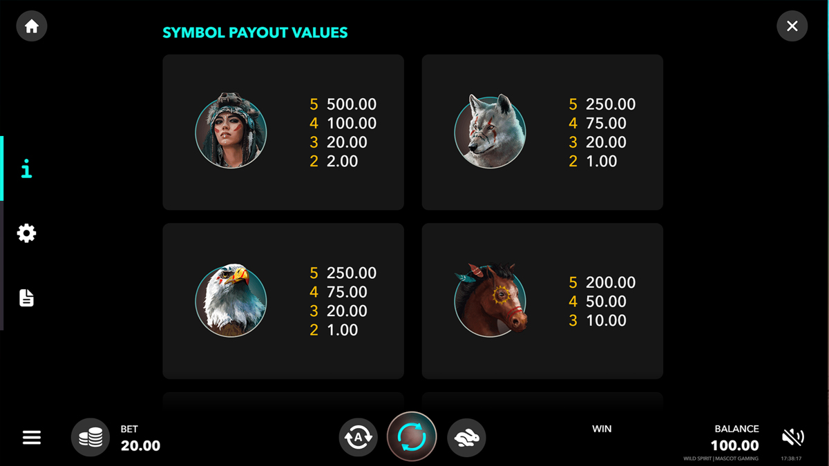Wild Spirit (Mascot Gaming) screenshot